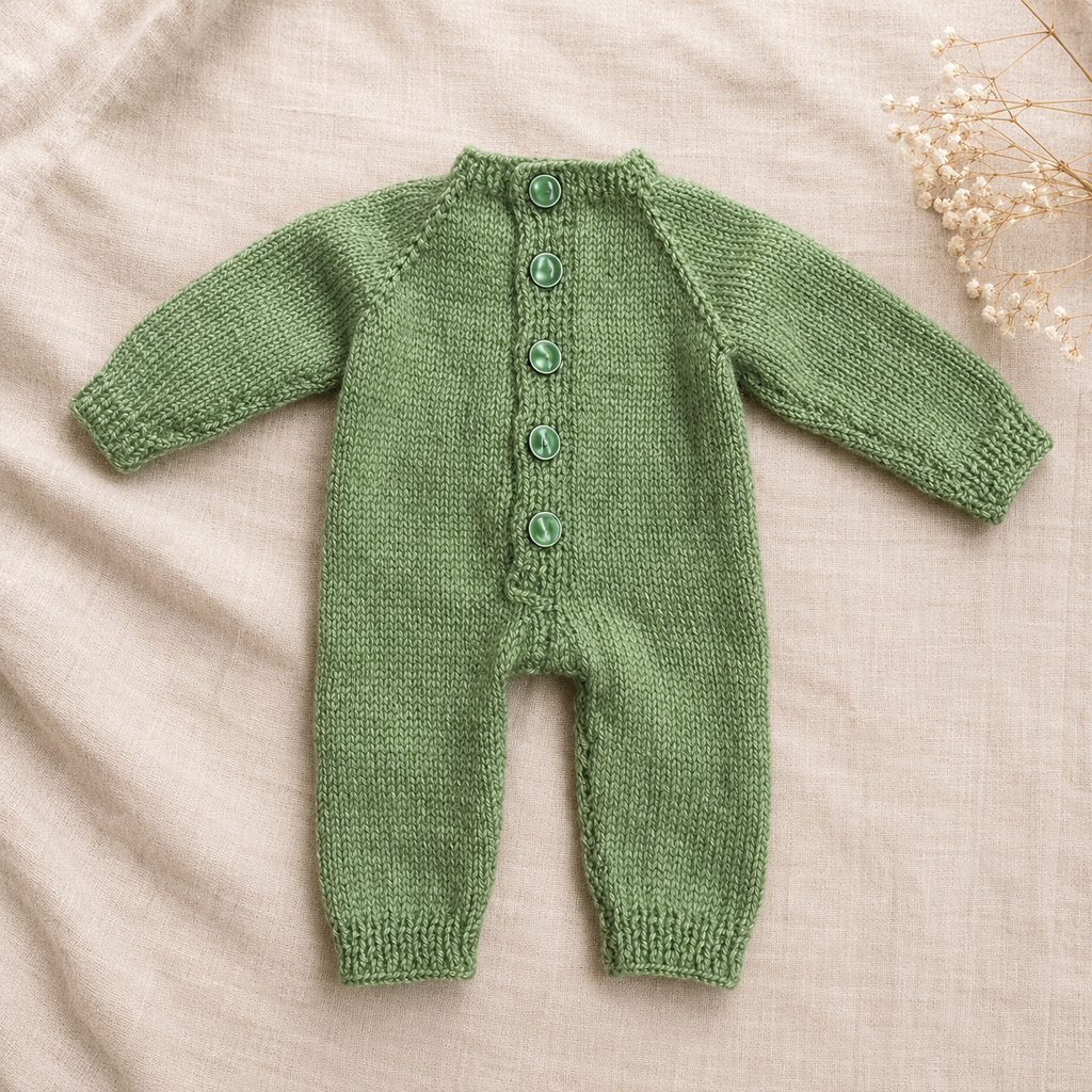 Hand Knitted Newborn Baby Romper
