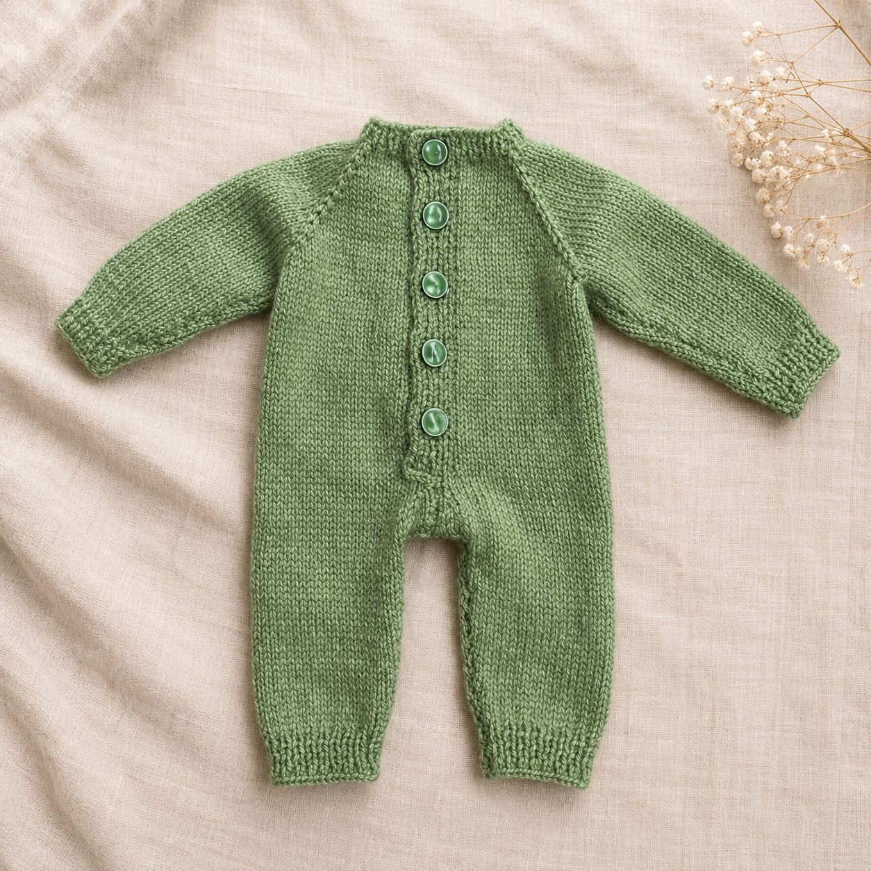 Hand Knitted Newborn Baby Romper