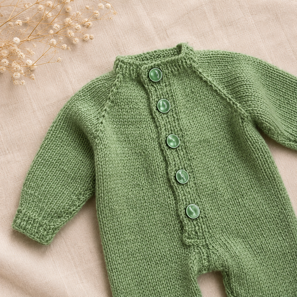 Hand Knitted Newborn Baby Romper