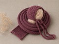 Hand Knitted Newborn Baby Wrap & Bonnet Set