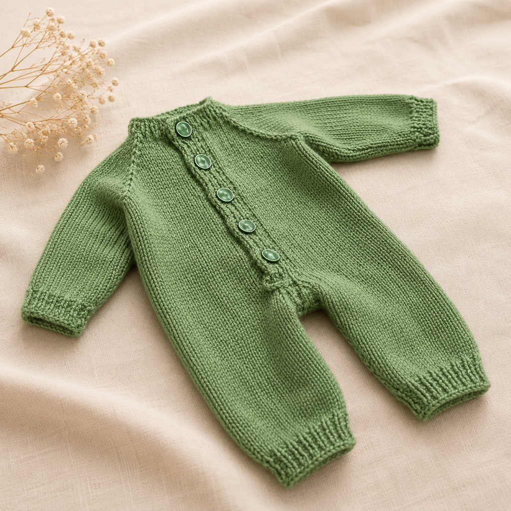 Hand Knitted Newborn Baby Romper